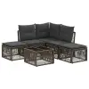  Kerti Kanapé Szett 6 pcs Szürke polirattan