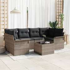  Kerti Kanapé Szett 7 pcs Szürke Poli rattan kerti bútor
