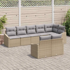 Kerti Kanapé Szett 8 pcs Beige és Világosszürke polirattan kerti bútor