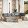  Kerti Kanapé Szett 8 pcs bézs és világosszürke Poly Rattan