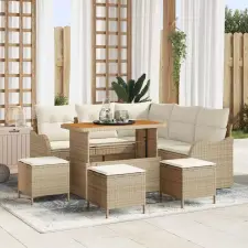  Kerti Kanapé Szett 9 db 8-Ülőhelyek száma Beige és krém kerti bútor