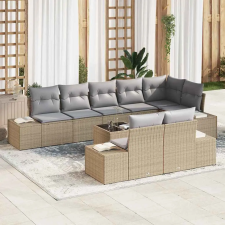  Kerti Kanapé Szett 9 pcs Beige és Világosszürke polirattan kerti bútor