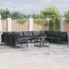  Kerti Kanapé Szett párnával 10 pcs Fekete Acél