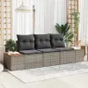  Kerti Kanapé Szett párnával 3 pcs Szürke polirattan