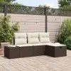  Kerti Kanapé Szett párnával 4 pcs Barna Poli rattan