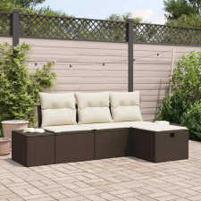  Kerti Kanapé Szett párnával 4 pcs Barna Poli rattan kerti bútor
