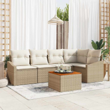  Kerti Kanapé Szett párnával 6 pcs Bézs Poli rattan kerti bútor