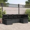  Kerti Kanapé Szett párnával 6 pcs Fekete Poli rattan