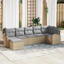 Kerti Kanapé Szett párnával 7 pcs Bézs Poli rattan kerti bútor