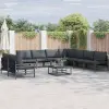  Kerti Kanapé Szett párnával 9 pcs Fekete Acél