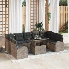  Kerti Kanapé Szett párnával tárolóval 10 pcs Szürke Poli rattan kerti bútor