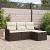  Kerti Kanapé Szett párnával tárolóval 4 pcs Barna Poli rattan