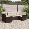  Kerti Kanapé Szett párnával tárolóval 6 pcs Barna Poli rattan