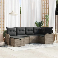  Kerti Kanapé Szett párnával tárolóval 6 pcs Szürke Poli rattan kerti bútor