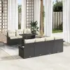  Kerti Kanapé Szett párnával tárolóval 8 pcs Fekete Poly Rattan