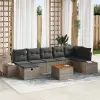 Kerti Kanapé Szett párnával tárolóval 8 pcs Szürke Poli rattan