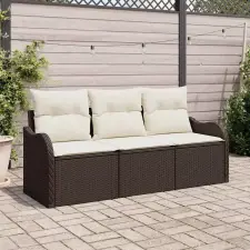  Kerti Kanapé Szett tárolóval 3 pcs Barna Poli rattan kerti bútor