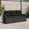  Kerti Kanapé Szett tárolóval 3 pcs Fekete Poli rattan