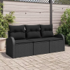  Kerti Kanapé Szett tárolóval 3 pcs Fekete Poli rattan