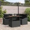  Kerti Kanapé Szett tárolóval 5 pcs Fekete Poli rattan