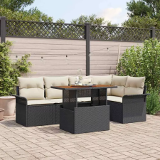  Kerti Kanapé Szett tárolóval 6 pcs Fekete Poli rattan kerti bútor