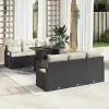  Kerti Kanapé Szett tárolóval 7 pcs Fekete Poli rattan