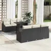  Kerti Kanapé Szett tárolóval 7 pcs Fekete Poli rattan
