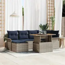  Kerti Kanapé Szett tárolóval 7 pcs Szürke Poli rattan kerti bútor
