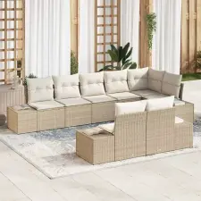  Kerti Kanapé Szett tárolóval 8 pcs Beige és krém Poli rattan kerti bútor