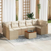  Kerti Kanapé Szett tárolóval 8 pcs Beige és krém polirattan