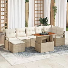  Kerti Kanapé Szett tárolóval 8 pcs Bézs Poli rattan kerti bútor