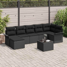  Kerti Kanapé Szett tárolóval 8 pcs Fekete polirattan kerti bútor