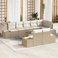  Kerti Kanapé Szett tárolóval Beige és krém Poli rattan kerti bútor