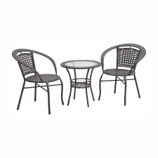  Kerti rattan szett 1+2, barna, LASAN kerti bútor