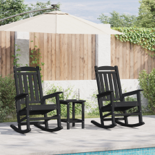  kertihintaszék 2 db Fekete 70x92x107.5 cm HDPE kerti bútor