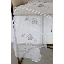  Kész függöny Alíz Konyhai vitrázs voile Szürke Szivecske minta 150x45 cm lakástextília