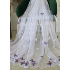  Kész függöny Amelia fehér Lila pillangó minta 200x160cm lakástextília