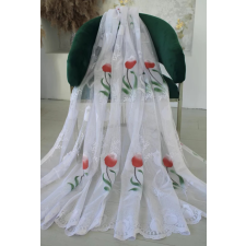  Kész függöny Aurora fehér Piros tulipán minta 300x160cm lakástextília