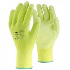  Kesztyű poliészter PU mártással TOP FLUO-Y PLUS, fluo srága, 9