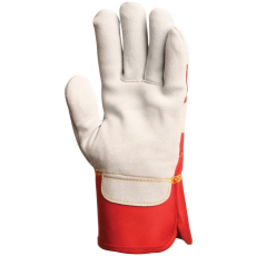  Kesztyű szürke marhahasíték piros vászonnal 10-es