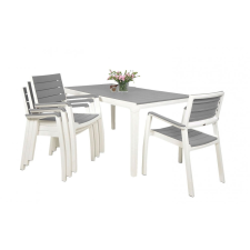 KETER Harmony kerti bútor szett, asztal + 4 szék fehér/világos szürke kerti bútor