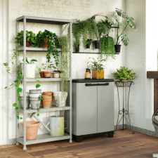 KETER Planet szürke-fekete alacsony tárolószekrény bútor