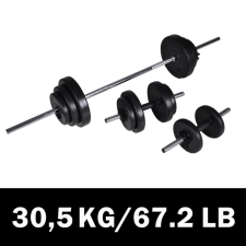 Kétkezes súlyzó és 2 egykezes súlyzó szett 30,5 kg kézisúlyzó
