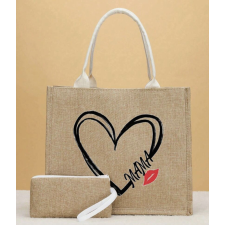  Kétrészes vászon kézitáska - Szív dizájn, Mama sütés és főzés