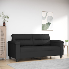 kétszemélyes fekete mikroszálas szövetkanapé 140 cm bútor