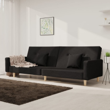  Kétszemélyes fekete szövet kanapéágy két párnával bútor