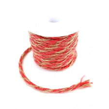  Kétszinű jutazsinór - piros-natúr. Hossza: 3 m dekorációs kellék