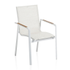 Kettler KETTLER DIAMOND alumínium rakásolható kerti szék teakfa karfával – fehér / krém