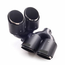  Kettős Kimenetű 90 mm-es Kipufogógáz Univerzális Rozsdamentes Acél ívelt Szénbevonat kipufogó alkatrész