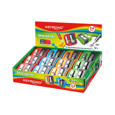 KeyRoad Hegyező, 2 lyukú, 24 db/display, Keyroad Dou-Power, vegyes színek hegyező
